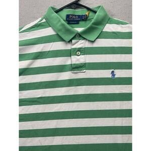 Polo Ralph Lauren Shirt Men’s Size XL White Green Striped Classic Fit Rugby Polo